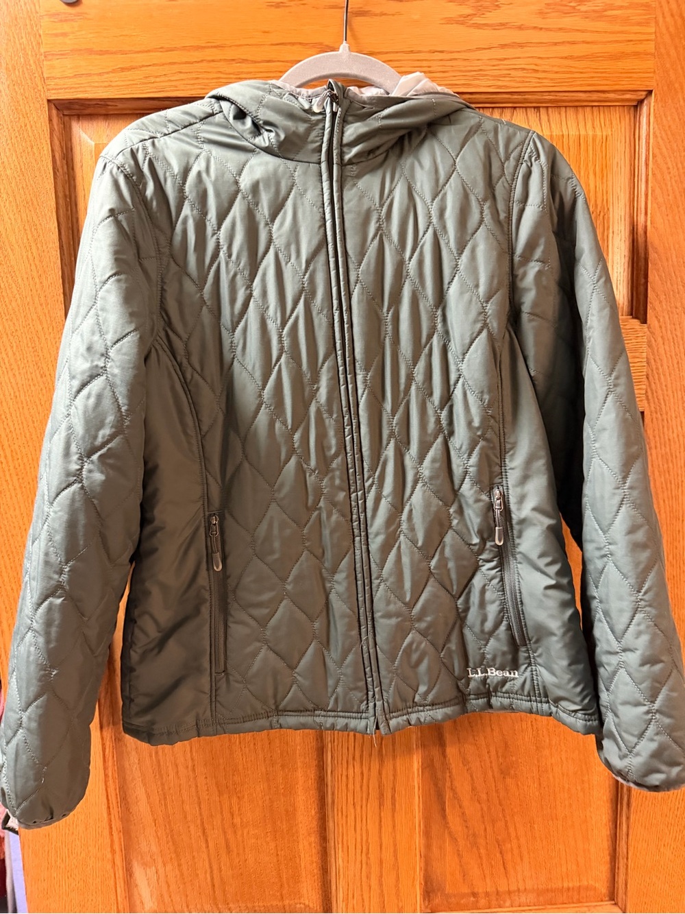 L.L. Bean Women's Quilted Hooded Puffer Jacket - Sage Green